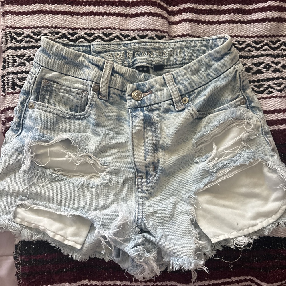 American Eagle Outfitters Light Wash Ripped Jean Shorts